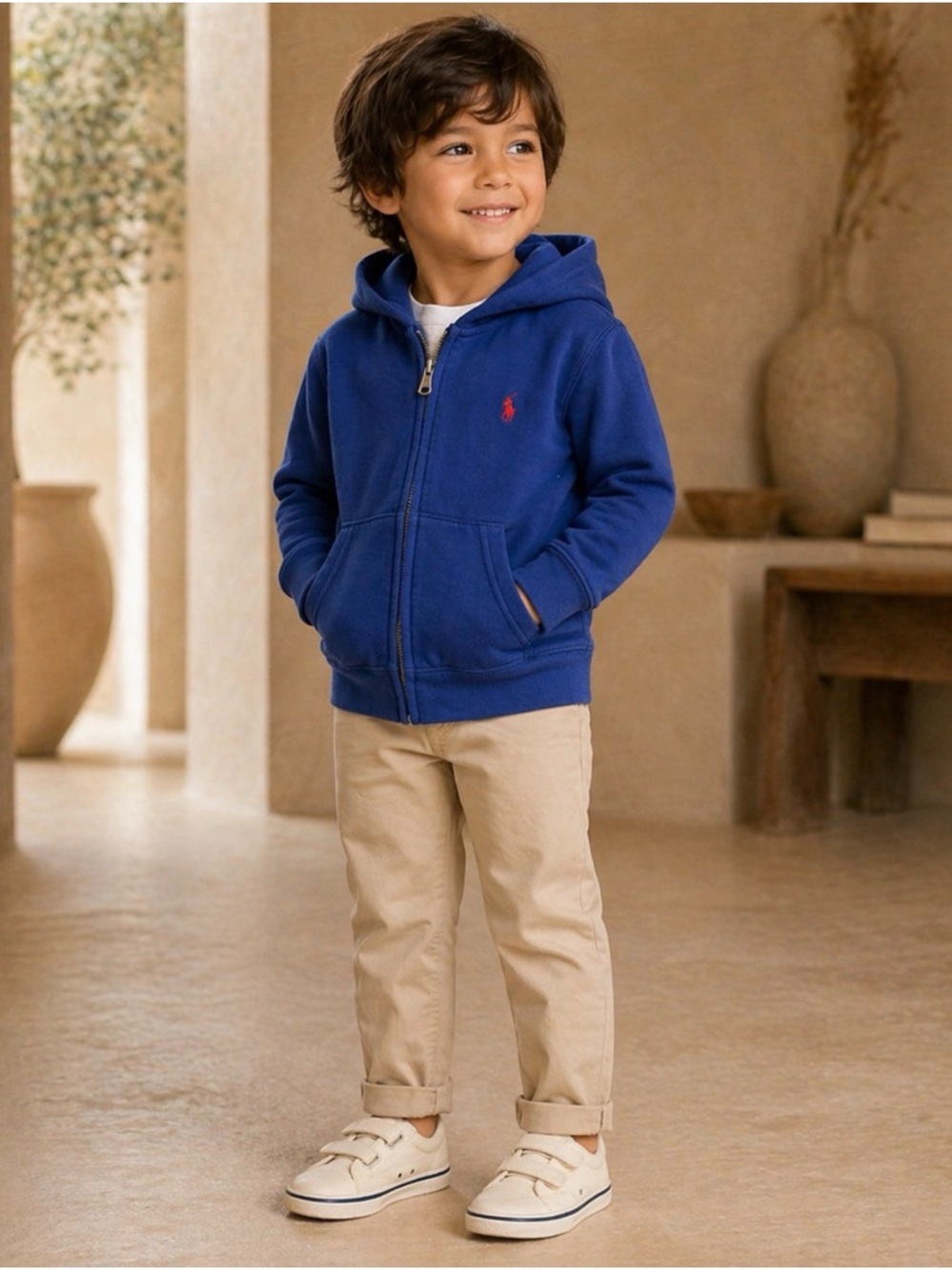 Polo by Ralph Lauren Kids Royal Blue Hoodie with Red Emblem